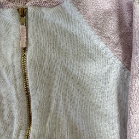OshKosh B'gosh Pink and White Kids Zip Up Sweatshirt with Gold Zipper Size 5T - Picture 3 of 6